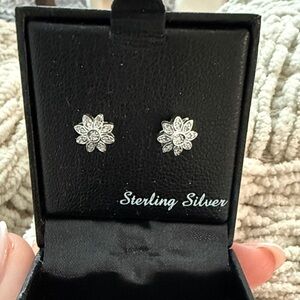 Elegant Sterling Silver Flower Earrings